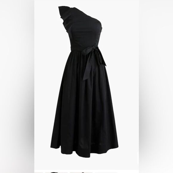J. Crew Factory One shoulder midi dress black Women’s Size 10 NWT - Picture 5 of 10